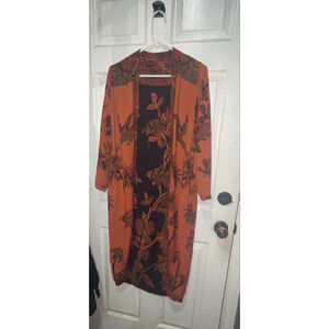 Women's Unbranded Orange & Navy Floral Cardigan